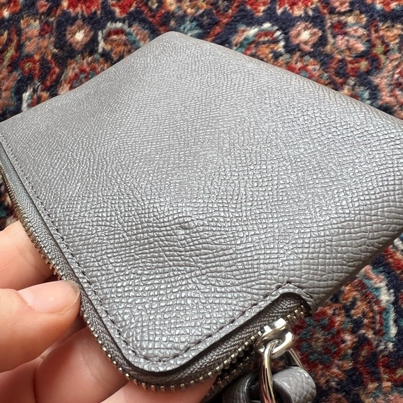 Coach F58032 Crossgrain Leather Corner Zip Wristlet Wallet Chalk - Picture 5 of 6